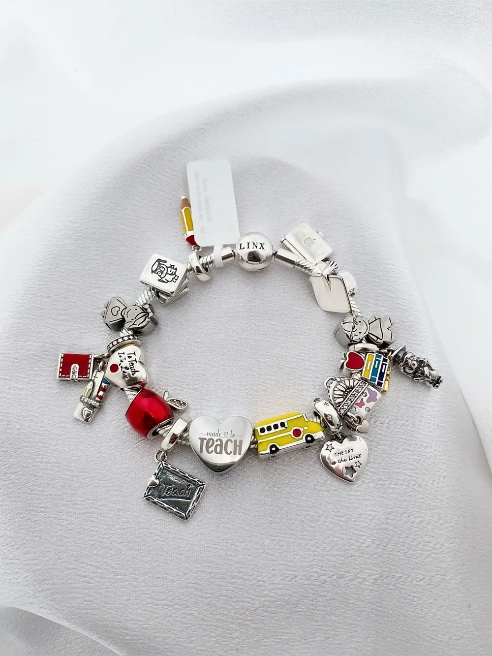 Linx Snake Chain Bracelet with Personalized Teacher Themed Charms